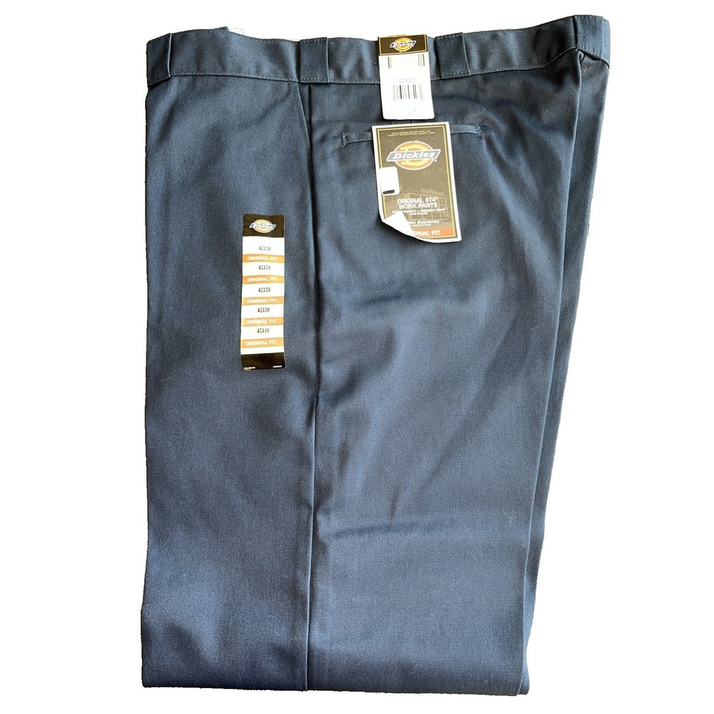 Dickies Original 874 Work Pants Navy Sz 42x30 Wrinkle Resistant Stain Release F9